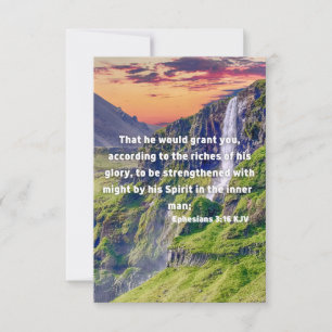 Carte Ephésiens 3:16 KJV Bible Verse Pic Flat Salutation