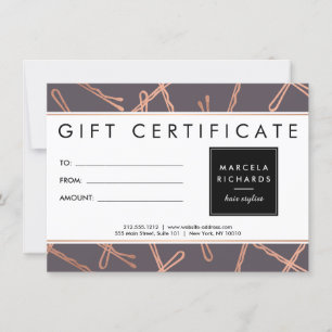 Carte Épingles à cheveux en or rose chic Cadeau gris pou