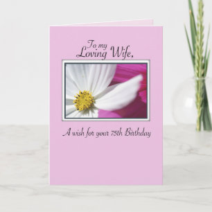 Carte Épouse 75e anniversaire Fleur rose et blanche Reli