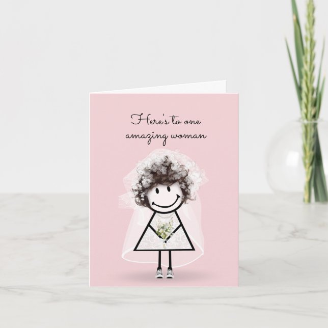 Carte Épouse chatte fille avec Baskets et marguerites (Devant)