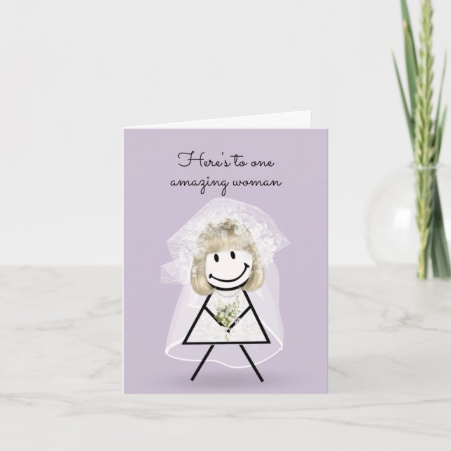 Carte Épouse chatte fille avec Bouquet nuptial (Devant)