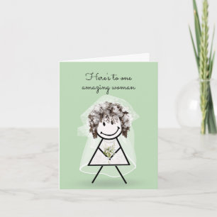 Carte Épouse chatte fille avec Bouquet nuptial