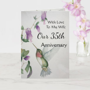 Carte Épouse du 35e anniversaire Jolie colibri