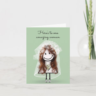 Carte Épouse Figurine fille avec bouquet