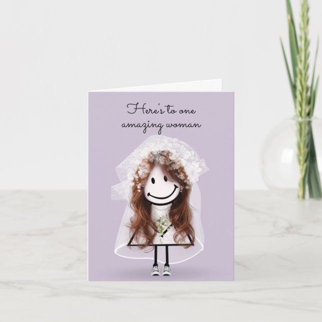 Carte Épouse Figurine fille avec bouquet (Devant)