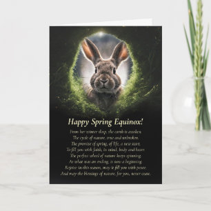 Carte Équinoxe de printemps avec lapin à travers le trou