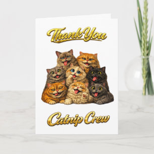 Carte Équipage de l'herbe à chat Mignon Drôle Visages de