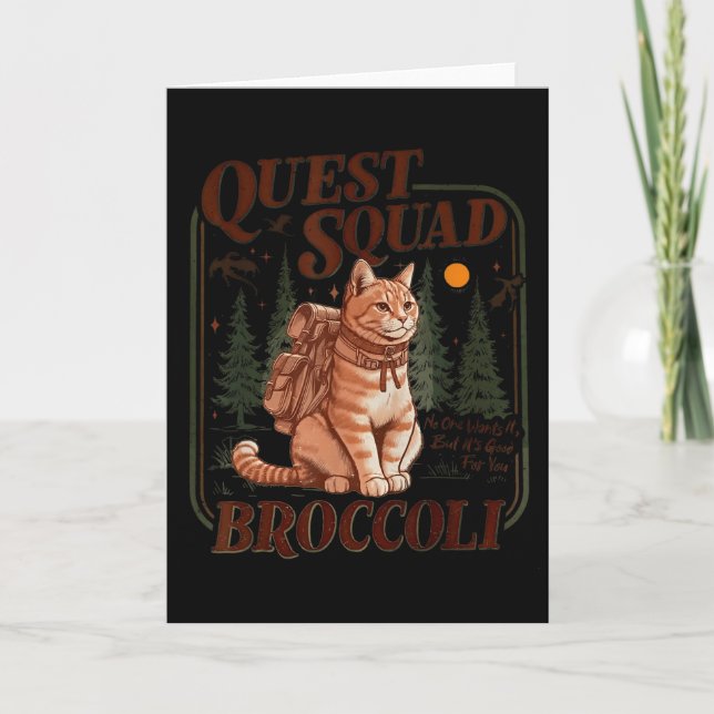Carte Équipe de fantaisie de quête Chat drôle Broccoli  (Devant)