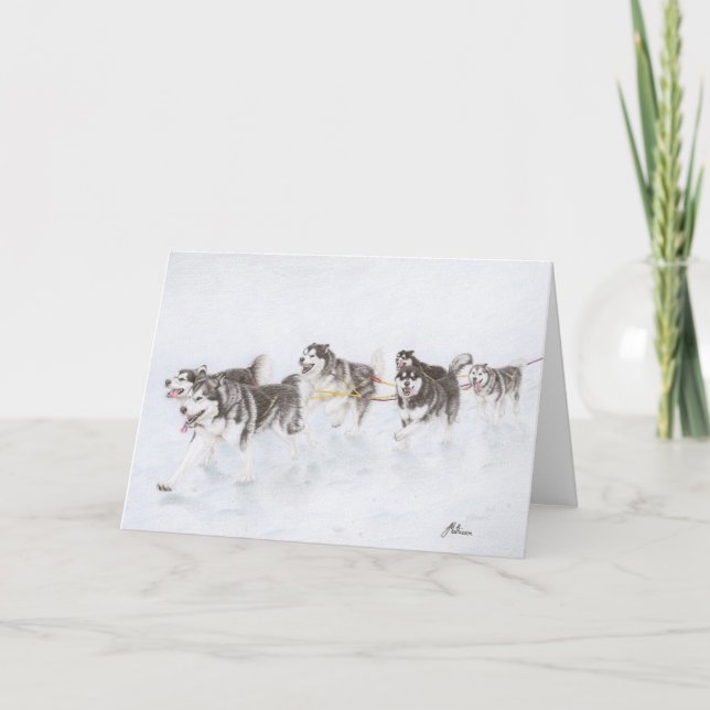 Carte Équipe de Malamute d'Alaska fonctionnant par la (Devant)
