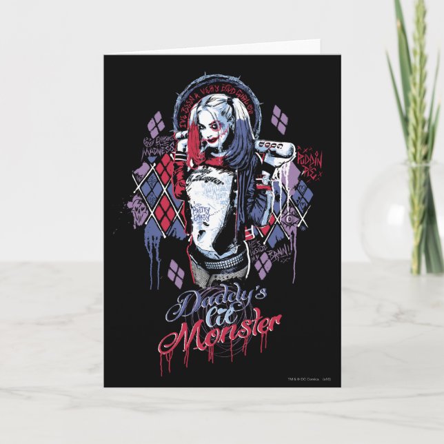 Carte Équipe de suicide | Harley Quinn Graffiti encré (Devant)