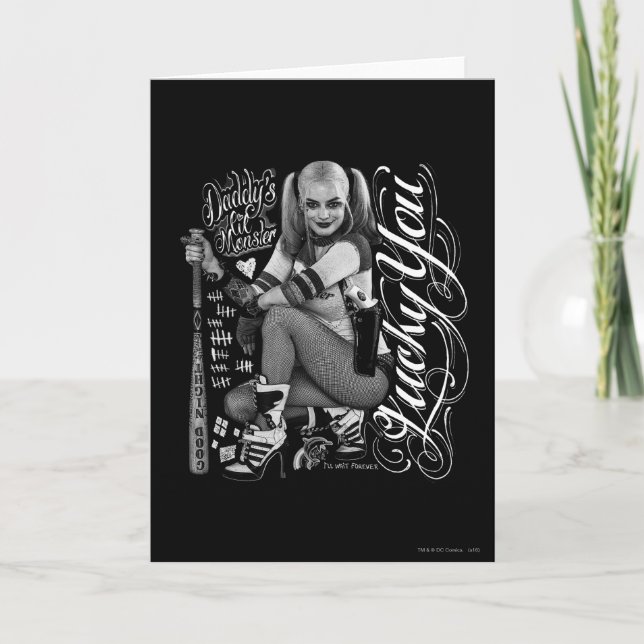 Carte Équipe de suicide | Harley Quinn Typographie (Devant)