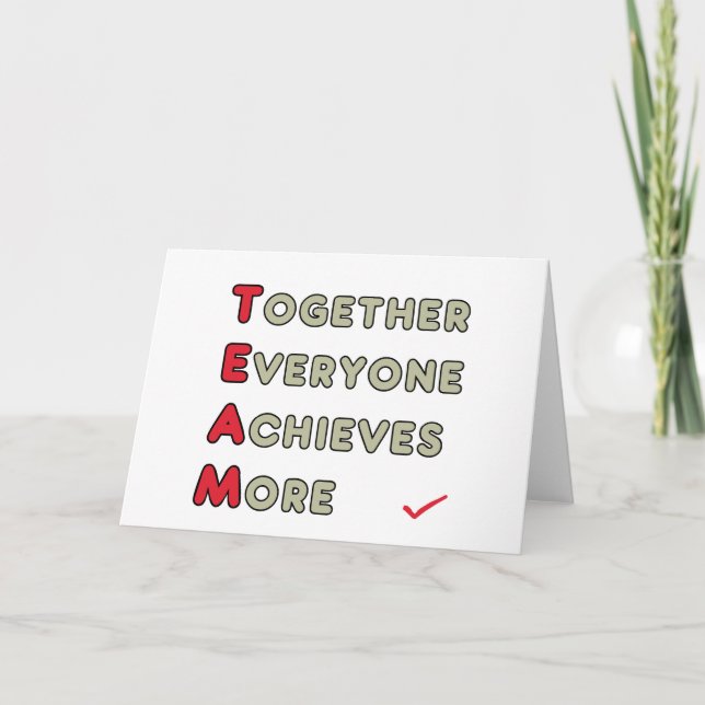 Carte Équipe - Ensemble, chacun atteint plus (Devant)