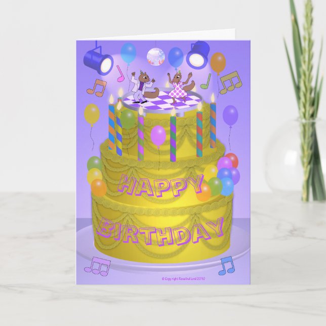 Carte Equipes dansantes sur le gâteau Anniversaire (Devant)