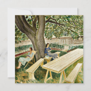 Carte Eric Ravilious - Deux femmes dans un jardin, art