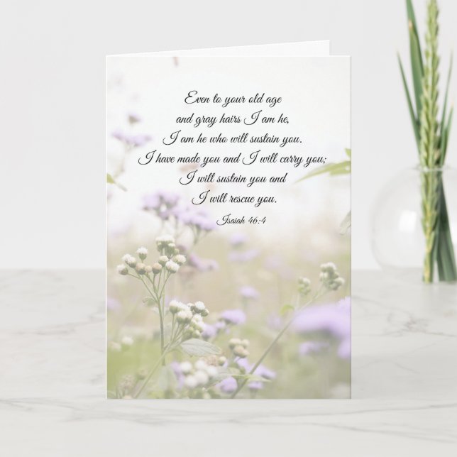 Carte Ésaïe 46:4 Je te soutiendrai Fleurs sauvages (Devant)