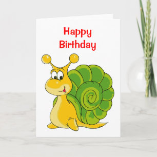Carte Escargot doux souriant Anniversaire
