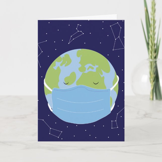 Carte Espace Extérieur Terre Visage Masque Étoiles Const (Devant)