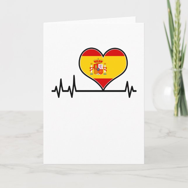 Carte Espagne Drapeau Coeur de coeur EKG (Devant)