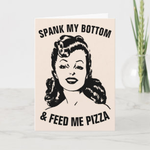 CARTE ESPAGNEZ MON FOND ET NOUS NOURRIR PIZZA RETRO FEMM