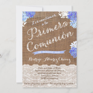 Carte Espagnol 1ère communion pour garçon, 1ère co