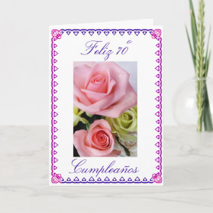 Carte Espagnol : 70 anos/roses d'anniversaire