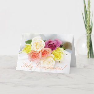 Carte Espagnol : Anniversaire Cumpleanos blanc