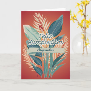 Carte Espagnol Bohème Floral Terracotta Joyeux Anniversa