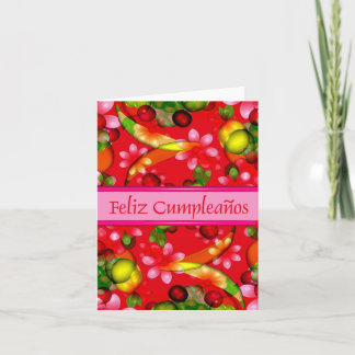 Carte Espagnol de joyeux anniversaire avec le blanc à