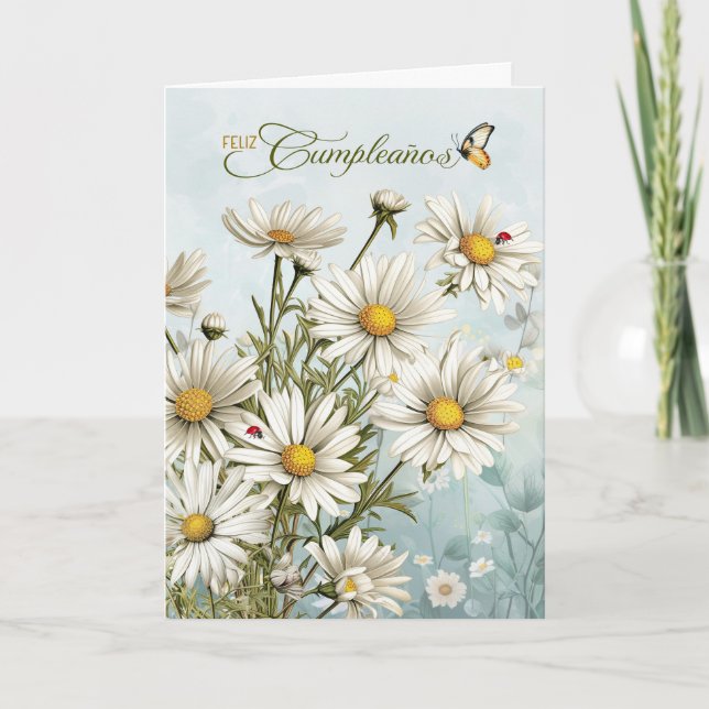 Carte Espagnol Feliz Cumpleanos Jardin de marguerite Ann (Devant)