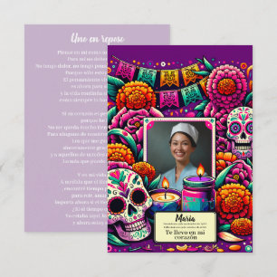 Carte Espagnol Notre-Dame de Guadalupe crâne de prière