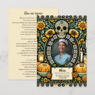 Carte Espagnol Notre-Dame de Guadalupe crâne de prière