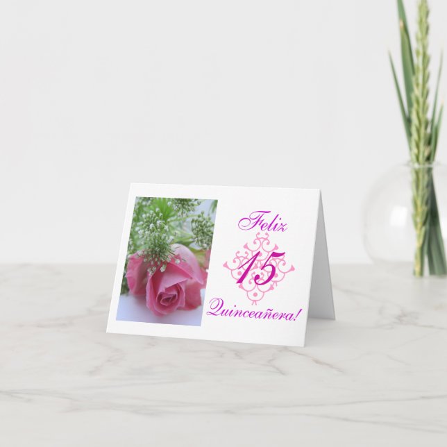 Carte Espagnol : Quinceañera- rosa (Devant)