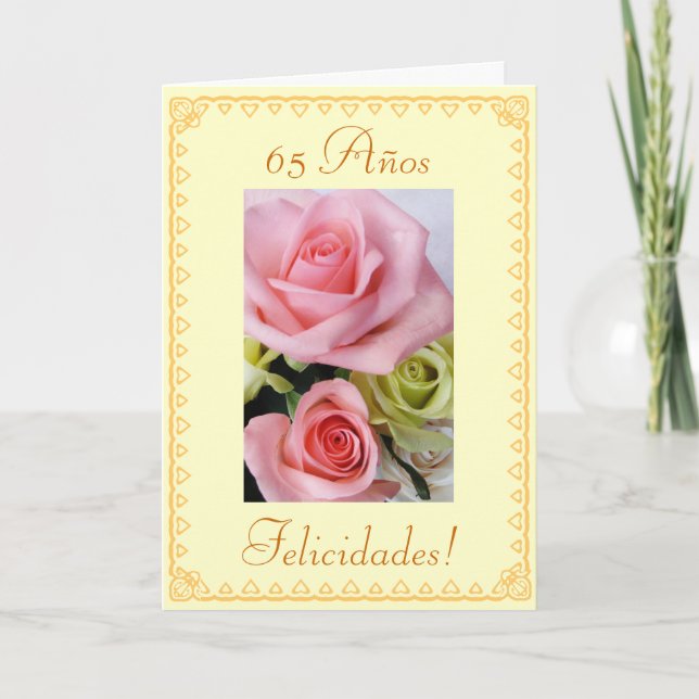 Carte Espagnol : soixante-cinquième Anniversaire. (Devant)