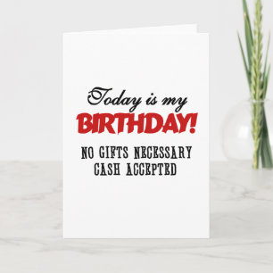 Carte Espèces d'anniversaire acceptées