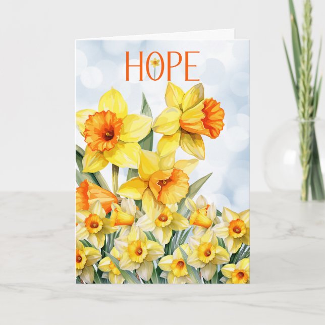 Carte Espoir d'encourager les mots avec des jonquilles (Devant)