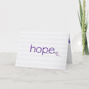 Carte Espoir texte en mauve point sur oeillet en dentell