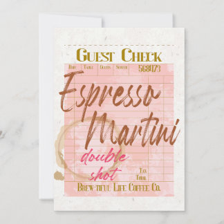 Carte Espresso Martini Guest Check Type de réception
