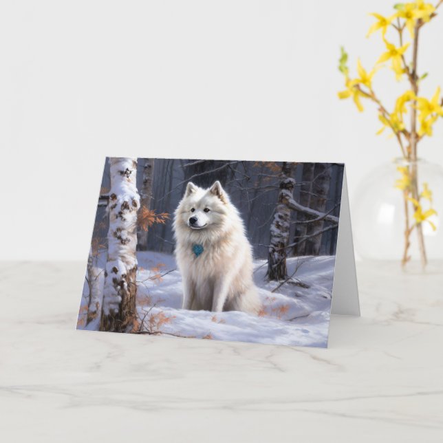 Carte Esquimau Américain Laisser Neige Noël (Fleur jaune)