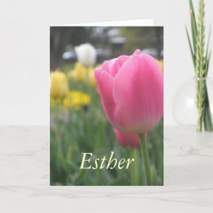 Carte Esther Girls nom Tulip Greeting Card