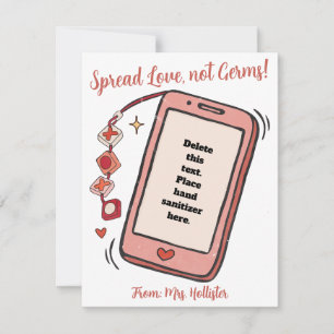 Carte Étaler l'amour non Germes Valentines Sanitizer à l