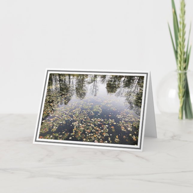 Carte Étang photo avec Feuilles et Réflexions arborées (Devant)