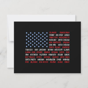 Carte États-Unis Drapeau américain Tous les 50 noms d'Ét