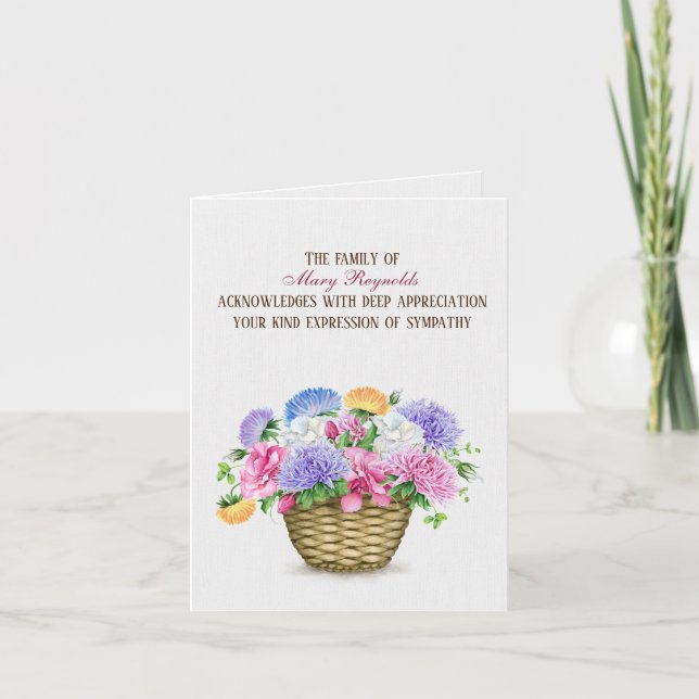 Carte Été Asters panier Sympathie Merci (Devant)