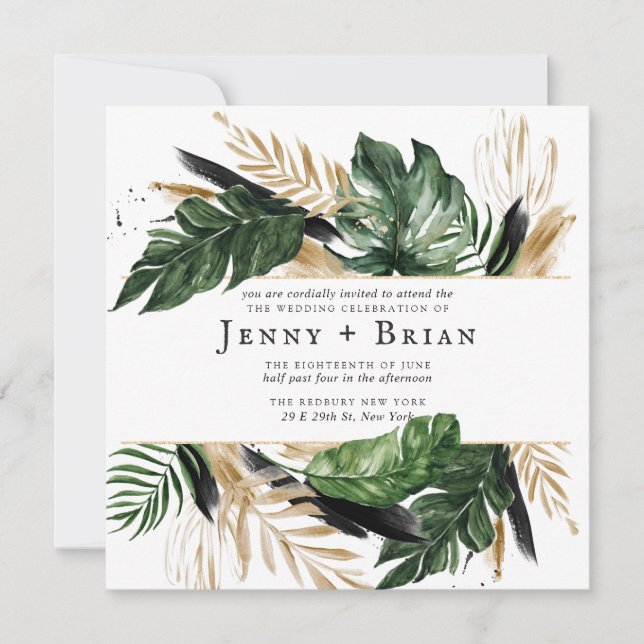 Carte Été Luxuriant et Verdure | Mariage Bohème Botaniqu (Devant)