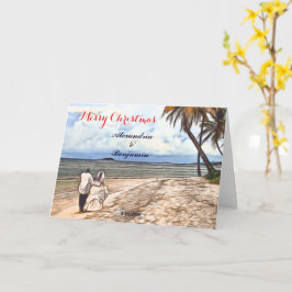 Carte Eté Plage tropicale Mariage Aquarelle Noël