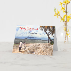 Carte Eté Plage tropicale Mariage Aquarelle Noël