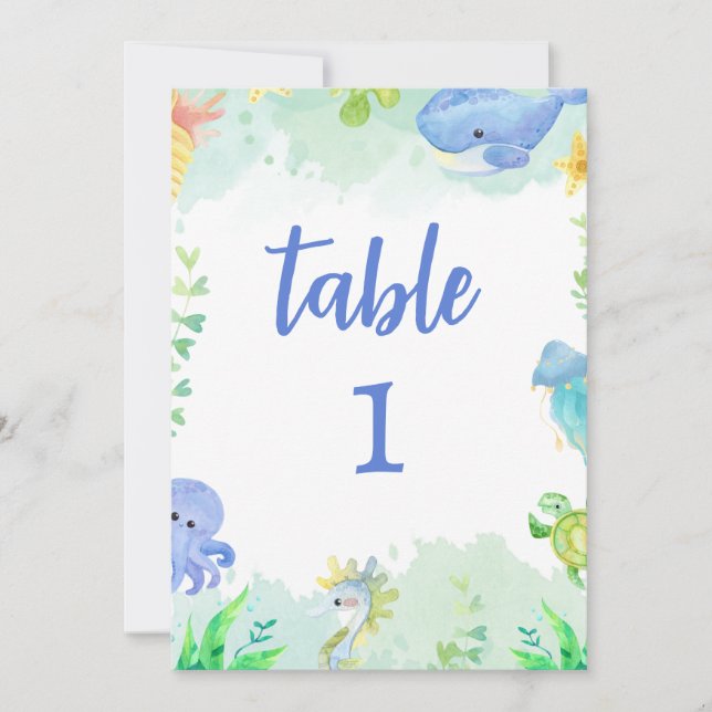 Carte Été sous le Baby shower de la mer Numéro du tablea (Devant)