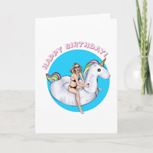 Carte Été Unicorn Pool Flotter Anniversaire