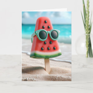 Carte Eté Watermelon Popsicle Avec Lunettes De Soleil