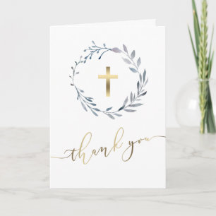 Carte étendard bleu poussiéreux couronne Merci religieux